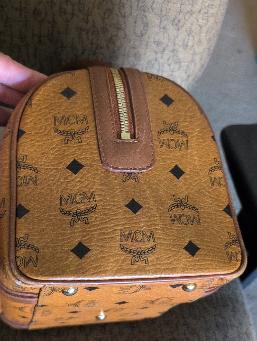 Authentic MCM Visetos Cognac One Pocket Boston Handbag In Great Condition! - Picture 5 of 15